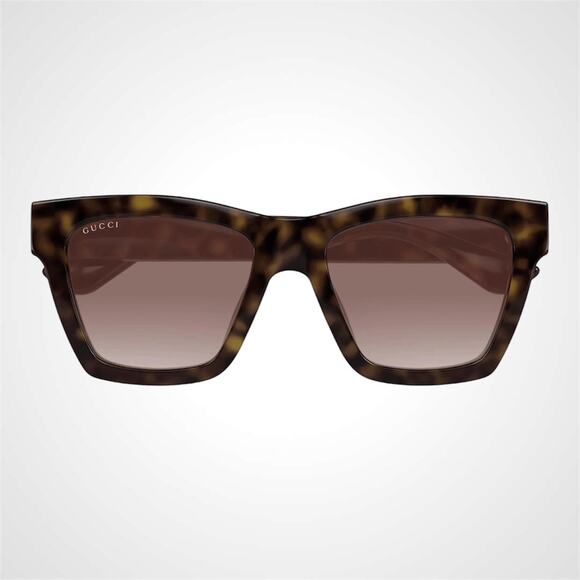 New GUCCI Sunglasses 54mm Square Brown Acetate Gold GG Logo Tortoise Shell